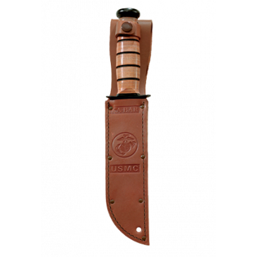 LEATHER SHEATH,USMC LOGO-BRN,FIT KNF W/7" BLADE