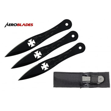 5.5" Set of 3 Iron Cross Throwing Knives