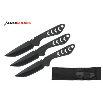 3 Piece 5.5" Black Ranger Throwing Knives With Case