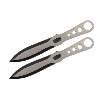 7.5" Set of 2 Two-Toned Throwing Knives (Black/Chrome)