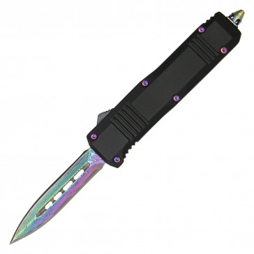 7" Atomic Junior Dual Action 1095/15N20 TRUE Rainbow TiNite Damascus OTF Knife