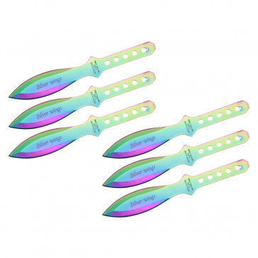 6.5" Set of 6 Rainbow Throwing Knives