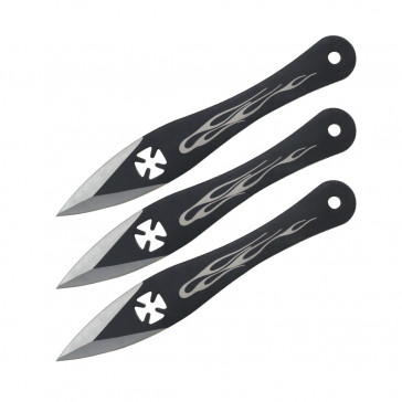 6.5" Set of 3 Iron Cross Throwing Knives