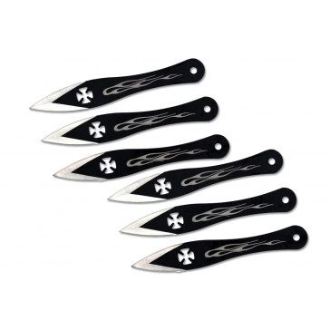 6.5" Set of 6 Iron Cross Throwing Knives