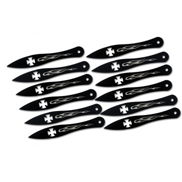 9" Set of 12 Iron Cross Throwing Knives