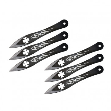 9" Set of 6 Iron Cross Throwing Knives