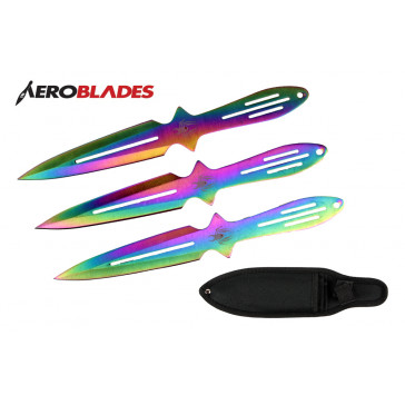 9" Set of 3 Rainbow Spider Throwing Knives