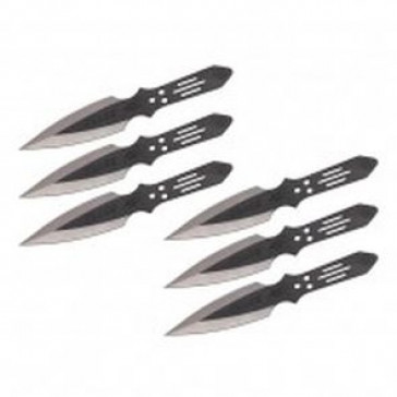 6.5" Set of 6 Black Flash Throwing Knives