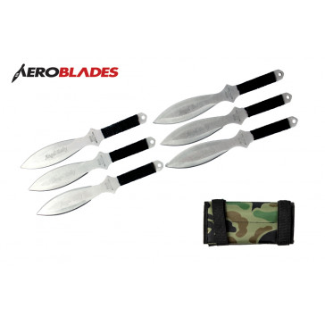 6 Piece 6.5" Rainbow Jack Ripper Throwing Knives Set With Camo Carrying Case