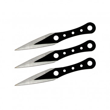 Set of 3 6.5" Five-Hole Throwing Knives (Black)
