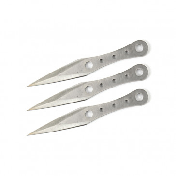 Set of 3 6.5" Five-Hole Throwing Knives (Chrome)