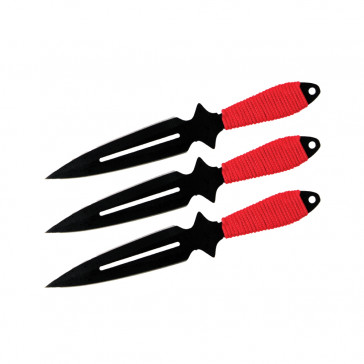 Set of 3 6.5" Cord-Wrapped Throwing Knives (Black)