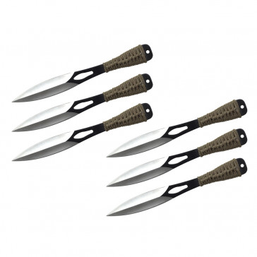 Set of 6 9" Cord-Wrapped Throwing Knives