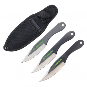 3 6.5" black biohazard jack ripper style throwing knives
