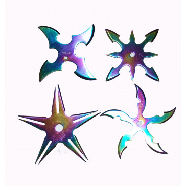 4 SET RAINBOW THROWING STAR W/CASE