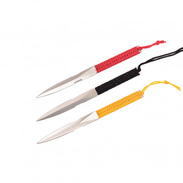 Set of 3 Cord-Wrapped Serrated Throwing Knives