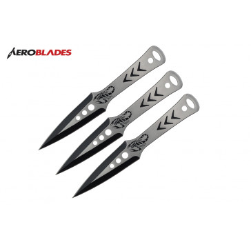 9" 3 pcs set two tone black throwing knife