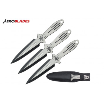 9" 3 pcs set two tone black throwing knife