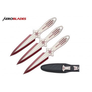 9" 3 pcs set two tone red throwing knife