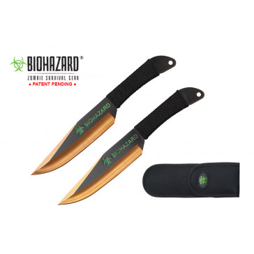 9 Inch 2pc set gold/black blade zombie thrower