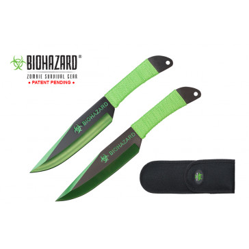 9 Inch 2pc set green/black blade zombie thrower