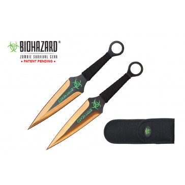 9 inch 2pc set gold/black blade zombie thrower