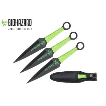 9" 3pcs set black zombie throwing knife