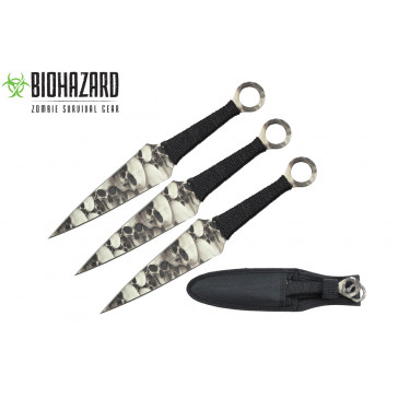 9" 3pcs set black zombie throwing knife