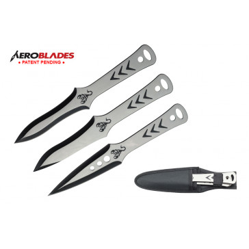 Set of 3 9" Assorted Blade Scorpion Throwing Knives