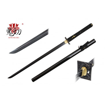 41 1/2" Black Katana w/ Black Damascus Blade