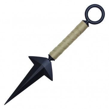 11" Black Ninja Kunai Throwing Knife w/ Wrapped Handle