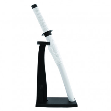 14.5" Miniature DELUXE Katana Letter Opener w/ Vertical Stand (White)