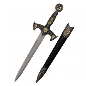 19" Crusader Designed Dagger Black With Scabbard 