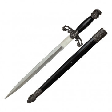 23.5" Scrimshaw Designed Dagger With Black Scabbard