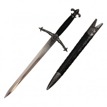 19.25 inch overall Fleur De Lis Medieval Dagger