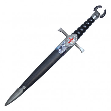 16" Black Templar Knight Dagger w/ Red Cross