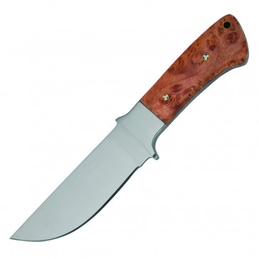 9.5" Steel Bolter Burl Wood Handle Hunting Knife (Brown)