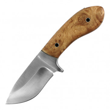 8" Steel Bolter Burl Wood Handle Hunting Knife (Light Brown)