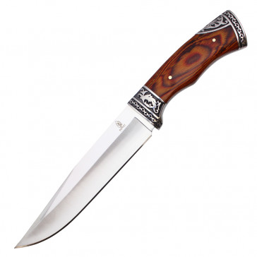 12" Fixed Blade Hunting Knife w/ Floral Wood Handle