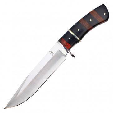 12" Fixed Blade Hunting Knife w/ Black & Wood Handle