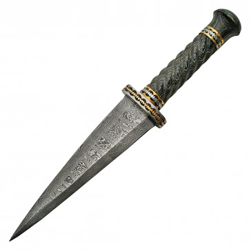 12.5" True Damascus (256-Layer) Dirk w/ Pakkawood Handle