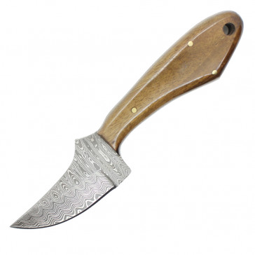 6.5" True Damascus (256-Layer) Skinner Knife w/ Walnut Wood Handle