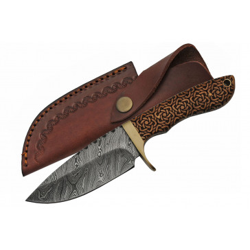 9" True Damascus (256-Layer) Knife w/ Celtic Knotwork Handle
