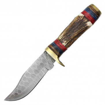 10" True Damascus Knife w/ Genuine Stag Handle
