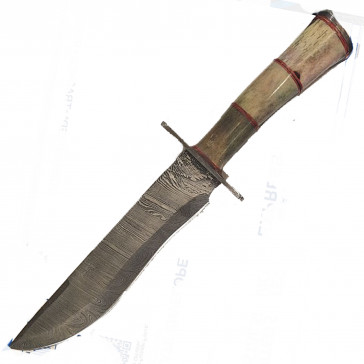 13.5" True Damascus (256-Layer) Knife w/ White Bone Handle