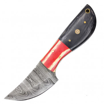7" True Damascus (144-Layer) Knife w/ Black & Red Wood Handle