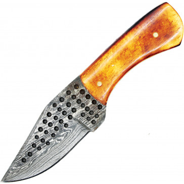 6" True Damascus (144-Layer) Knife w/ Amber Bone Handle