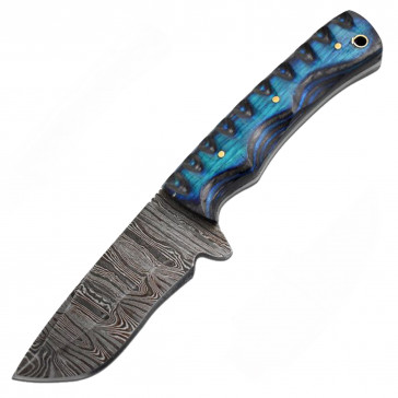 8.75" True Damascus (256-Layer) Knife w/ Twisted Wood Handle