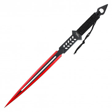 Hero's Edge 25" Red Machete & (2) 6" Throwing Knife Combo