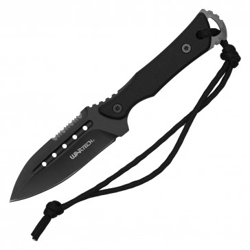 8" Tactical Black Fixed Blade Knife w/ ABS Sheath